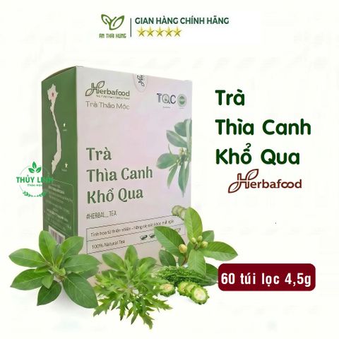 Trà Thìa Canh Khổ Qua HerbaFood - Hỗ Trợ Ổn Định Chỉ Số Đường Huyết, Giảm mỡ máu (Hộp 60 Túi Lọc x 4.5g)