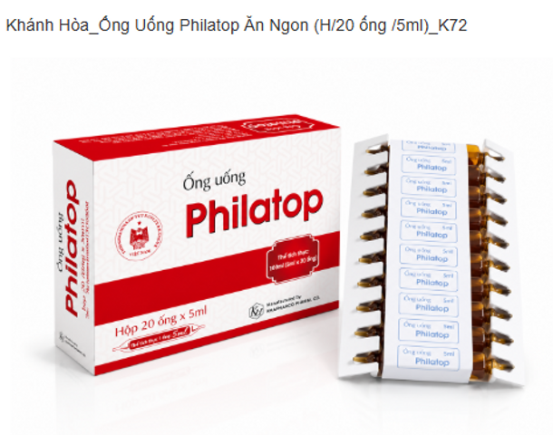 Hỗ trợ dinh dưỡng Ống Uống Philatop Khapharco Hộp 20 ống thủy tinh