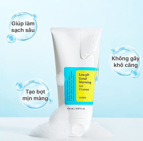 Sữa Rửa Mặt Cosrx Low pH Good Morning Gel Cleanser 150ml - Gel Chăm Sóc Da Dịu Nhẹ, Phù Hợp Mọi Loại Da, Chứa BHA và Tràm Trà