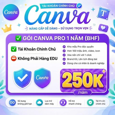 Tài Khoản Canva Pro 1 Năm Chính Chủ (Không Phải EDU) - Bảo Hành Full