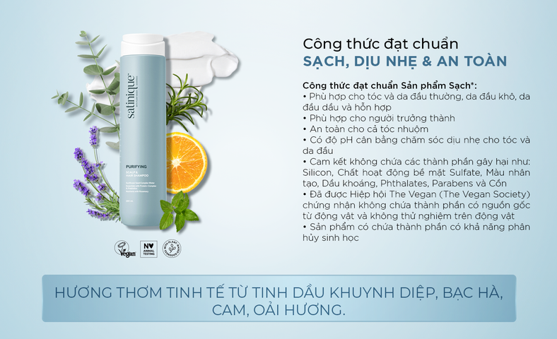 Dầu gội làm sạch sâu & kiểm soát dầu thừa satinique PURIFYING SCALP & HAIR SHAMPOO