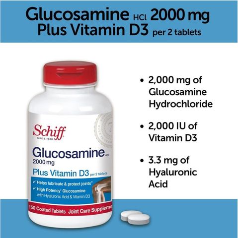 Viên Uống Bổ Khớp Schiff Glucosamine Hydrochloride Vitamin D3 Hỗ Trợ Sức Khỏe Sụn Khớp (Hộp 150 viên) - YoungFit