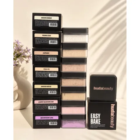 Phấn phủ bột Huda Beauty Easy Bake Cherry Blossom Cake mini/full size – bột hồng làm sáng da, kiềm dầu, set nền mịn 786299