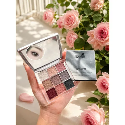 Bảng mắt 9 ô tone hồng đất – nâu lạnh – nhũ sáng  Backstage Eye Palette 🌸✨ 786307