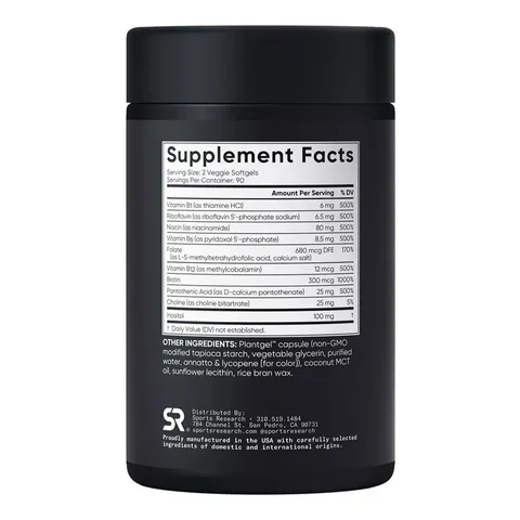 Vitamin B Sports Research Advanced B-Complex - Viên uống bổ sung vitamin B, 180 viên chính hãng Sports Research