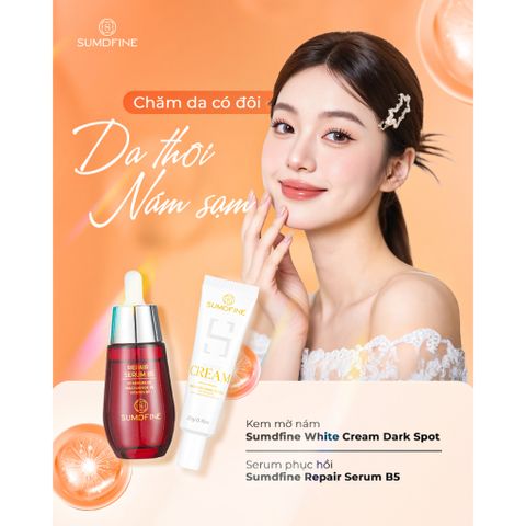 Bộ đôi dưỡng da thâm nám - Sạm da Sumdfine Repair Serum B5 + White Cream Dark Spot