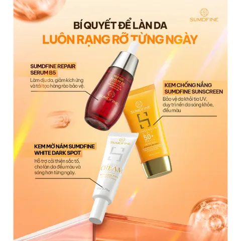 Bộ sản phẩm chăm sóc da Sumdfine - Chống nắng - Phục hồi - Mờ thâm nám