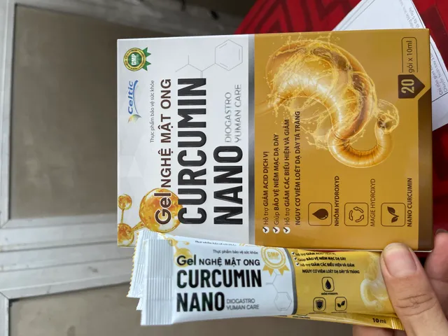 Gel Nghệ Mật Ong Curcumin nano ,hỗ trợ bao tử,hộp 20 gói
