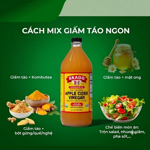 [Nhập khẩu chính hãng] Giấm Táo Hữu Cơ Bragg Organic Mỹ - Chai 946ml, Chứa Dấm Cái Mother Giàu Enzyme, Hỗ Trợ Tiêu Hóa và Kiểm Soát Cân Nặng, USDA Organic
