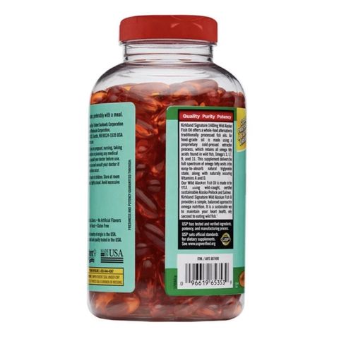 Fish Oil Alaskan Kirkland - Dầu cá hồi tinh khiết từ vùng tự nhiên alaska, hỗ trợ chức năng não giúp sáng mắt, 230 viên chính hãng Kirkland Mỹ