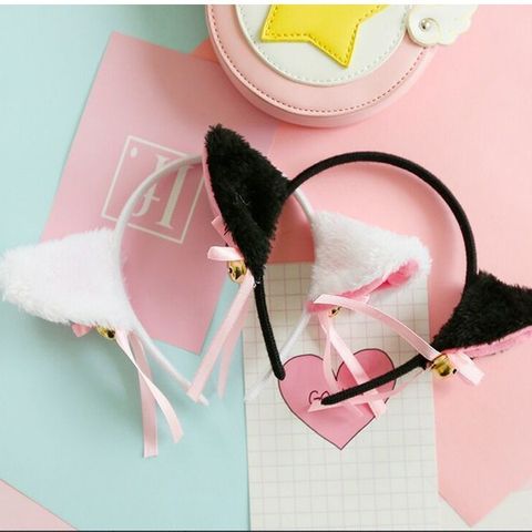 Combo 2 Bờm ren cài tóc cosplay tai mèo phối lông vũ xinh xắn