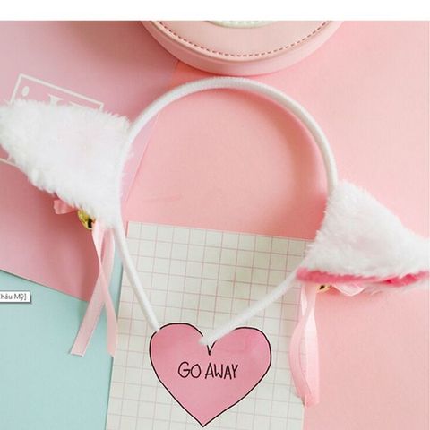 Combo 2 Bờm ren cài tóc cosplay tai mèo phối lông vũ xinh xắn