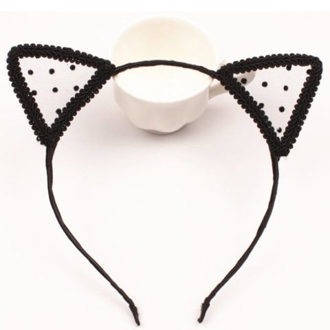Combo 2 Bờm ren cài tóc cosplay tai mèo phối lông vũ xinh xắn