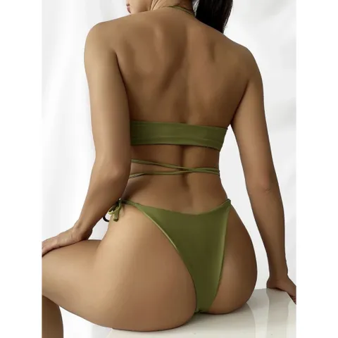 Set Bikini combo 3 món đồ bơi đi biển khoen ngực kèm quây rút sang chảnh