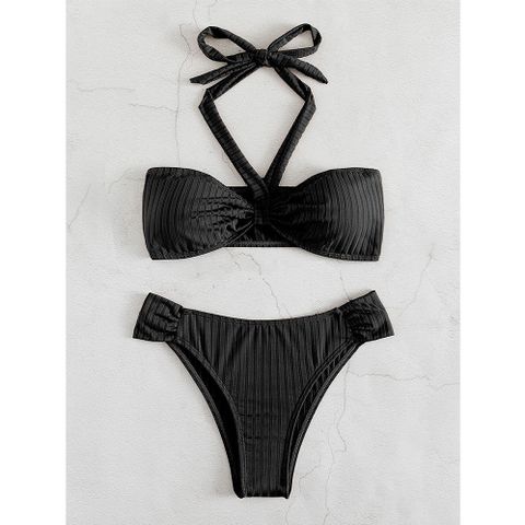Bikini đồ bơi nữ 2 mảnh dây đeo cổ Bassi tam giác quần lọt khe