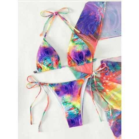 Set Bikini 3 mảnh cao cấp kèm khăn quấn đi biển đi du lịch
