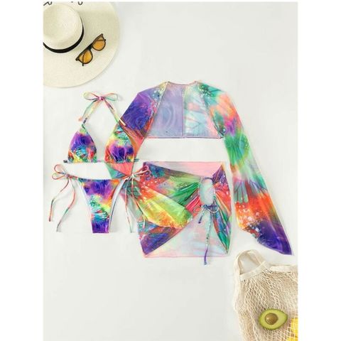 Set Bikini 3 mảnh cao cấp kèm khăn quấn đi biển đi du lịch
