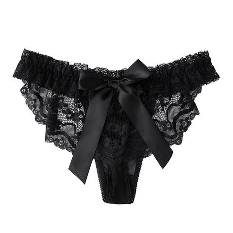 [Che tên] Quần lót lọt khe sexy See-through nơ ren eo thấp