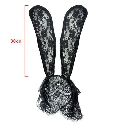 Bờm tai thỏ liền mặt nạ ren - Băng Đô Mặt nạ tai thỏ hoá trang sexy