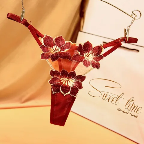[Siêu Phẩm] Quần lót nữ lọt khe xuyên thấu thêu hoa bỉ ngạn