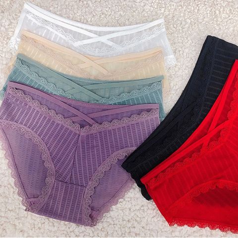 [Che tên] Quần lót viền ren nữ sexy eo thấp cotton
