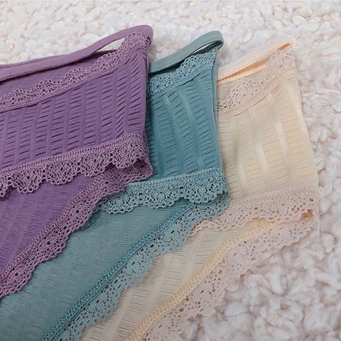[Che tên] Quần lót viền ren nữ sexy eo thấp cotton