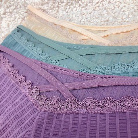 [Che tên] Quần lót viền ren nữ sexy eo thấp cotton