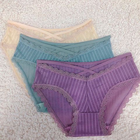 [Che tên] Quần lót viền ren nữ sexy eo thấp cotton
