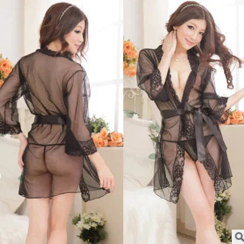 [Che tên] Áo choàng ngủ Kimono chất voan cực mát