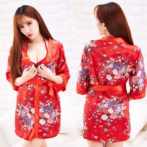 [Che tên] Áo choàng ngủ Kimono gợi cảm + set áo ngực và quần chip