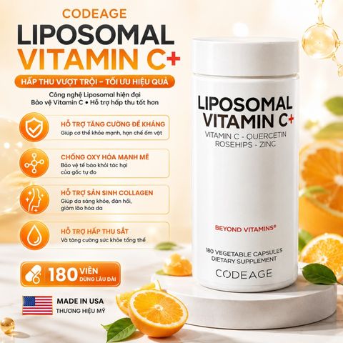 Viên uống Codeage Vitamin C Liposomal 500mg - Tăng cường miễn dịch, chống oxy hóa, làm sáng da - Hỗ trợ sức khỏe tối ưu