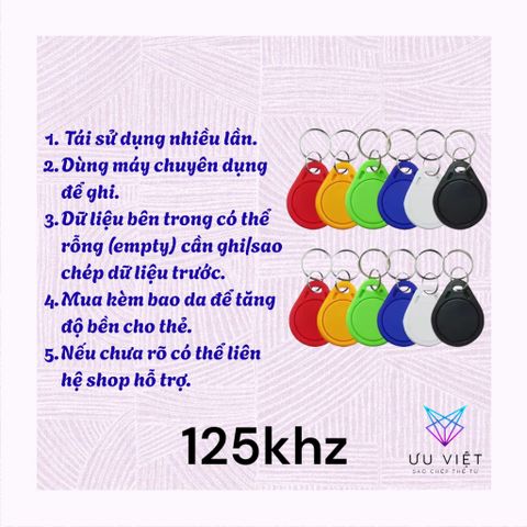 [Sao Chép Bằng Máy] Set 5/10 móc khoá hình giọt nước RFID T5577 tần số 125khz