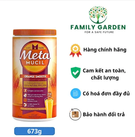 Sản phẩm bổ sung chất xơ, Hỗ trợ giảm cholesterol - Metamucil vị cam 673g