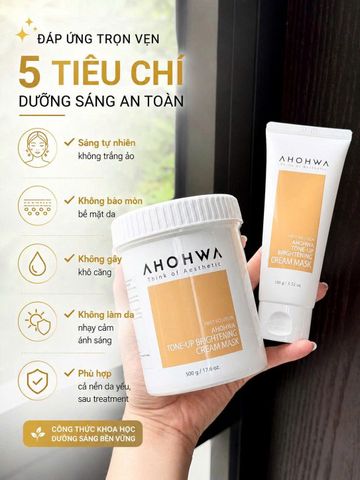 Mặt nạ ủ hỗ trợ trắng da Ahohwa Tone-Up Brightening Cream Mask tuýp 100g [hàng nhập khẩu]