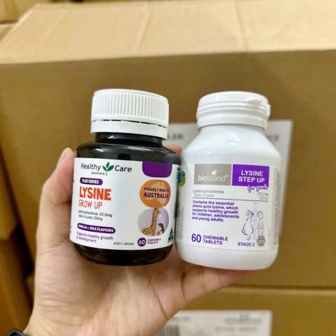 Viên nhai Healthy Care Lysine Grow Up |60 viên| Tăng trưởng & Phát triển chiều cao - Nâng cao sức đề kháng cho trẻ từ 6 - 24 tuổi [S/P Chuẩn Úc]