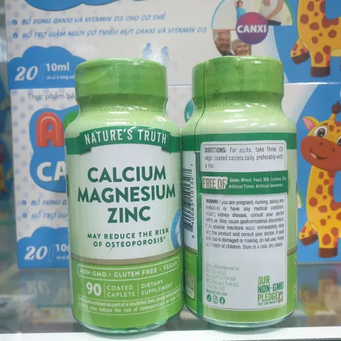 VEGAN - Viên uống bổ sung Calcium Magnesium Zinc hãng Natures Truth