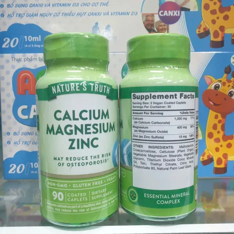 VEGAN - Viên uống bổ sung Calcium Magnesium Zinc hãng Natures Truth