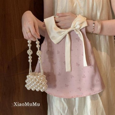 Hàng QC- Váy ba lỗ nơ xinh xắn cute đáng yêu lụa mềm mùa hè mát cho bé gái