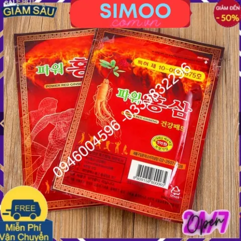 Combo 5 Túi Cao Dán Sâm đỡ đau Đỏ Power korea thời thượng 20 miếng
