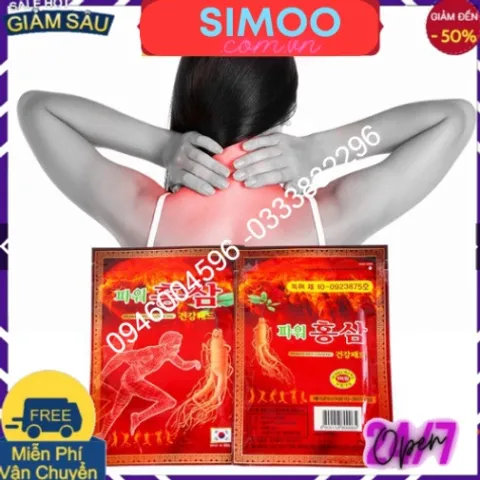 Combo 5 Túi Cao Dán Sâm đỡ đau Đỏ Power korea thời thượng 20 miếng