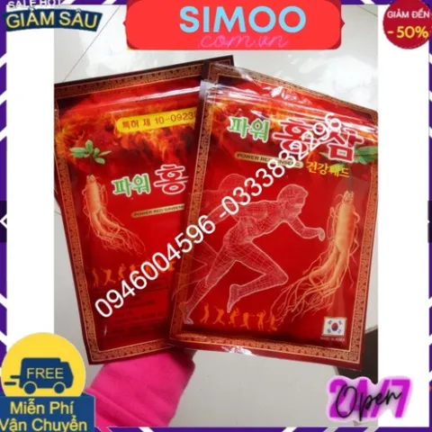 Combo 5 Túi Cao Dán Sâm đỡ đau Đỏ Power korea thời thượng 20 miếng
