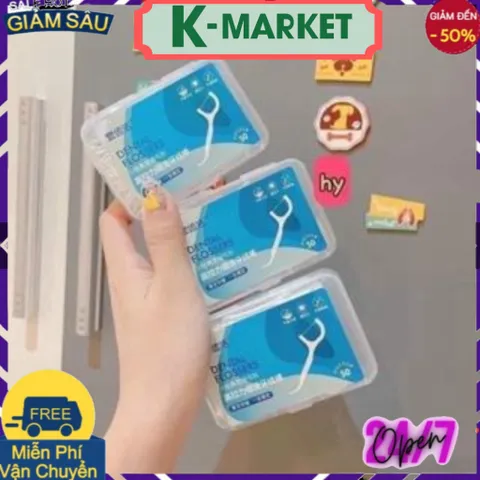 [Hộp 50pcs]Combo 12 Hộp Tăm Chỉ Nha Khoa vệ sinh chăm sóc răng miệng