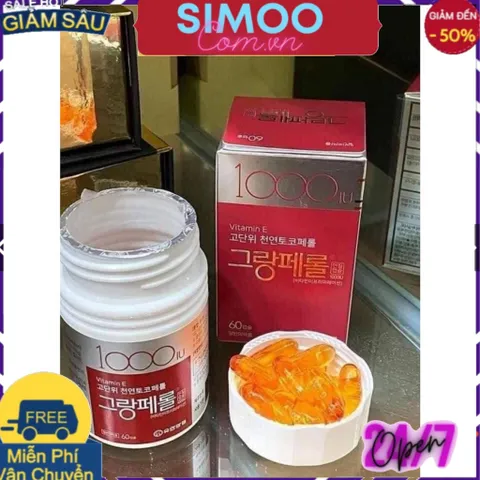 [CHUYÊN SỈ CHÍNH HÃNG] Vitamin E 1000 IU Hàn Quốc, Lọ 60 Viên