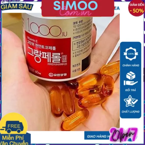 [CHUYÊN SỈ CHÍNH HÃNG] Vitamin E 1000 IU Hàn Quốc, Lọ 60 Viên