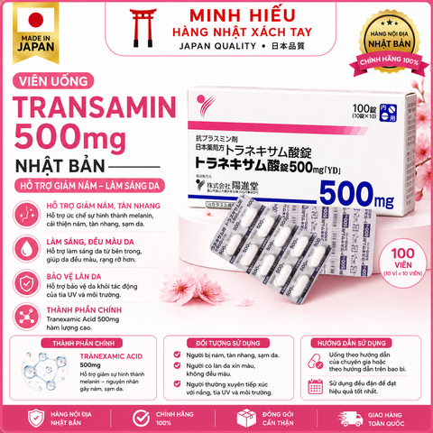Viên Uống Trắng Da Transamin 500mg Nội Địa Nhật - Hỗ Trợ Cải Thiện Sạm Nám, Tàn Nhang, Đều Màu Da