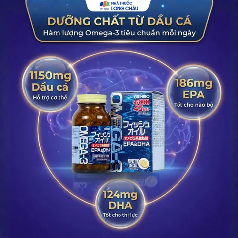 Viên Uống Dầu Cá Omega-3 Orihiro Nhật Bản - Bổ Sung EPA DHA, Hỗ Trợ Giảm Mỡ Máu ,Tim Mạch, Não Bộ, Thị Lực