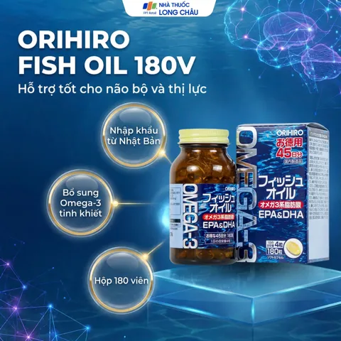 Viên Uống Dầu Cá Omega-3 Orihiro Nhật Bản - Bổ Sung EPA DHA, Hỗ Trợ Giảm Mỡ Máu ,Tim Mạch, Não Bộ, Thị Lực