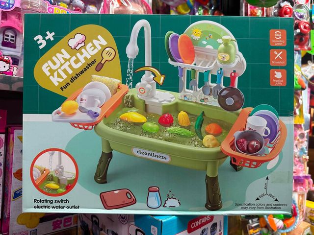 Bộ đồ chơi nhà bếp Fun Kitchen với bồn rửa chén, vòi nước điện tử và các phụ kiện nấu ăn 364 GIAO MÀU NGẪU NHIÊN