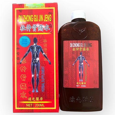 Chai uống đau nhức xương khớp Đỗ trọng nhức khớp thuỷ - Loại xịn chai màu vàng - Loại 200 ml - Xuất xứ Đài Loan - Mã 1445