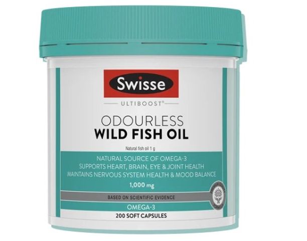 [Nhập khẩu] Viên uống tốt cho tim mạch, mắt, não Odourless Wild Fish Oil Swisse (Hộp 200 viên)